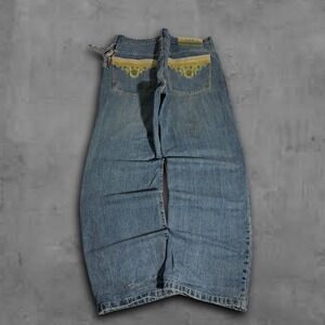 Vintage Baggy Embroidered Y2k Jeans Grunge Streetwear Look Archive Size 40x33